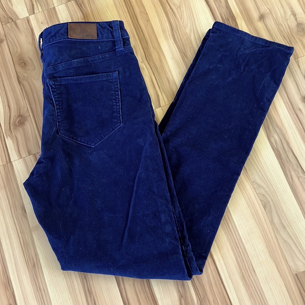 LANDS END WOMENS NAVY BLUE CORDUROY MID RISE STRAIGHT LEG PANTS SIZE 6